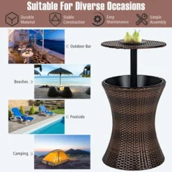 Costway Patio Rattan Cooler Bar Table Cocktail Coffee Table Height Adjustable -Outdoor Deals Garden Store GUEST 3552d880 90be 459d aa31 54d28432036b