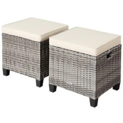 Costway 2PCS Patio Rattan Cushioned Ottoman Seat Foot Rest Table 21 Costway 2PCS Patio Rattan Cushioned Ottoman Seat Foot Rest Table -Outdoor Deals Garden Store GUEST 35891ec1 5d67 4dc8 abb6 31612eacfd0b