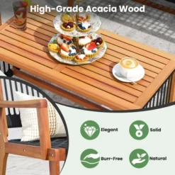 Costway Patio 4pcs Acacia Wood Conversation Table & Chair Set Hand-Woven Rope Outdoor -Outdoor Deals Garden Store GUEST 358c2f20 f647 460c 9a80 4c6270cb0868