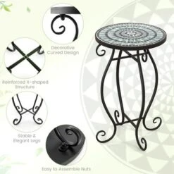 Costway Mosaic Outdoor Round End Table With Weather Resistant Ceramic Tile Tabletop 12 Costway Mosaic Outdoor Round End Table With Weather Resistant Ceramic Tile Tabletop -Outdoor Deals Garden Store GUEST 364771bf 9da9 4581 afd9 660595c51f2d