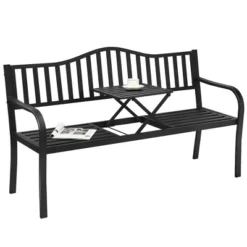 Costway Patio Garden Bench Steel Frame Adjustable Center Table Outdoor Porch Loveseats -Outdoor Deals Garden Store GUEST 36782f3e 4c99 4bd3 b5a4 8c7416faedbb