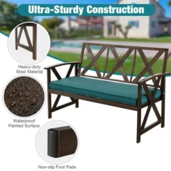 Costway Outdoor Garden Park Bench With Padded Cushion Wood Grain Coated Heavy Duty Frame 13 Costway Outdoor Garden Park Bench With Padded Cushion Wood Grain Coated Heavy Duty Frame -Outdoor Deals Garden Store GUEST 3759a187 ecc1 47f6 981b de94c4a84d78