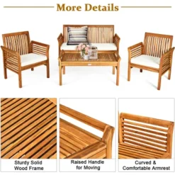 Costway 8 PCS Outdoor Acacia Wood Sofa Furniture Set Cushioned Chair Coffee Table Garden -Outdoor Deals Garden Store GUEST 3782758b d142 4a84 9cb5 6b199a1536ce 1