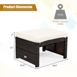 Costway 5PCS Patio Rattan Wicker Furniture Set Sofa Ottoman W/ Cushions White -Outdoor Deals Garden Store GUEST 37ed9a3b ba84 40ab b1b4 17faebf4fd31