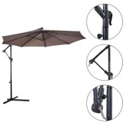 Costway 10' Hanging Umbrella Patio Sun Shade Offset Outdoor Market W/t Cross Base Tan -Outdoor Deals Garden Store GUEST 387cf711 d92e 4991 81e9 c7dc238c9404