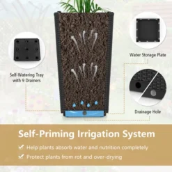 Costway 2PCS Outdoor Wicker Flower Pot 22.5''Tall Planters With Drainage Hole Black/Coffee -Outdoor Deals Garden Store GUEST 38dd843d fdfb 4a99 8850 ad7d60fd78b7