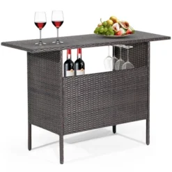 Costway Patio Garden Rattan Wicker Bar Height Counter Table Storage Shelf Rail 17 Costway Patio Garden Rattan Wicker Bar Height Counter Table Storage Shelf Rail -Outdoor Deals Garden Store GUEST 3909c465 112c 4ae5 972e f3d02a967c4b