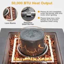 Costway 28'' Patio Fountain Fire Pit Table 50,000 BTU Square Propane Fire Pit WithPVC Cover -Outdoor Deals Garden Store GUEST 393d4aae 43af 4fc3 b916 7d43462b7ca5