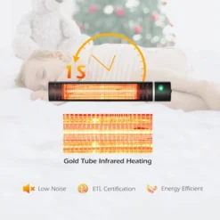 Costway Wall-Mounted Patio Heater 750W/1500W Infrared Heater With 9-Level Adjustable 24H Timer & Remote Control Black -Outdoor Deals Garden Store GUEST 39964835 7098 4392 bdfa a72fea70bc98