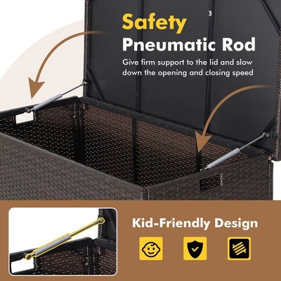 Costway 50 Gallon Patio Rattan Wicker Storage Deck Box Container Wheels W/Liner 5 Costway 50 Gallon Patio Rattan Wicker Storage Deck Box Container Wheels W/Liner - Image 5