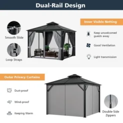 Costway 10' X 10' Patio Double-Top Hardtop Gazebo Galvanized Steel Roof Aluminum Frame -Outdoor Deals Garden Store GUEST 39b36285 93ef 4e62 a4cb d8493d9808e7