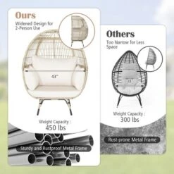 Costway Patio Oversized Rattan Egg Chair Lounge Basket With 4 Cushions For Indoor Outdoor -Outdoor Deals Garden Store GUEST 3a7ad1ec 7aaf 434a 922f 56920467841b