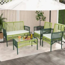 Costway 4PCS/8PCS Patio Round Wicker Conversation Set With Cushions Tempered Glass Side Table 14 Costway 4PCS/8PCS Patio Round Wicker Conversation Set With Cushions Tempered Glass Side Table -Outdoor Deals Garden Store GUEST 3b390636 548d 4092 8d0e ee3370e122be