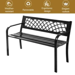 Costway Patio Park Garden Bench Porch Path Chair Outdoor Deck Steel Frame -Outdoor Deals Garden Store GUEST 3b71ed21 425e 450a a489 4b4841b5b48a