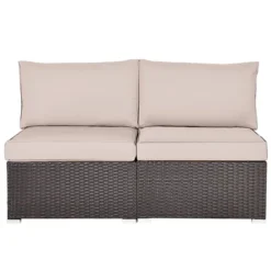 Costway 2PCS Patio Rattan Armless Sofa Sectional Conversation Furniture Set W/Cushion -Outdoor Deals Garden Store GUEST 3b7433e7 f4e9 46b2 92be e3facb676808