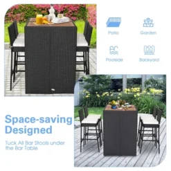 Costway 5-Piece Patio PE Wicker Bar Set Outdoor Acacia Wood Dining Table Stool Bistro -Outdoor Deals Garden Store GUEST 3cd4f35b d18c 419a bc5c 4799924e7394