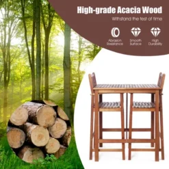 Costway 3PCS Bar Set Acacia Wood Bar Height Patio Bistro Dining Set Outdoor -Outdoor Deals Garden Store GUEST 3d29e4fe cc0e 4f17 9b1d 53a1aff86a6b
