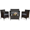 Costway 4PCS Rattan Patio Furniture Set Cushioned Sofa Chair Coffee Table