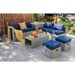 Costway 8PCS Patio Rattan Furniture Set Storage Waterproof Cover Cushion -Outdoor Deals Garden Store GUEST 3d74c3aa 3ecd 4755 9f42 e9258621608c