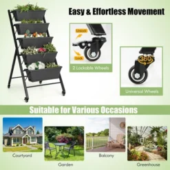 Costway 5-Tier Vertical Raised Garden Bed Elevated Planter With Wheels & Container Boxes Black -Outdoor Deals Garden Store GUEST 3d9cd10d 94a2 4e88 8022 8f040d4f9e00