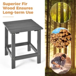 Costway 3PCS Patio Adirondack Chair Side Table Set Solid Wood Garden Deck Grey -Outdoor Deals Garden Store GUEST 3e2910f4 d4b2 4fd5 979d 7b6a7b70ef29