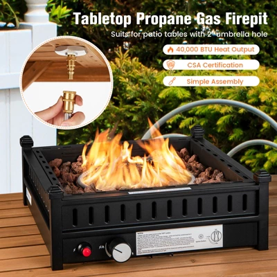 Costway Portable Tabletop Fire Bowl 40,000 BTU Propane Firepit Fit Umbrella Holes Table 5 Costway Portable Tabletop Fire Bowl 40,000 BTU Propane Firepit Fit Umbrella Holes Table - Image 5