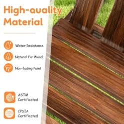 Costway 2 Person Adirondack Chair Kid Solid Wood Loveseat Backrest Arm Rest Patio Coffee/White -Outdoor Deals Garden Store GUEST 3fa36c10 d1a1 43b4 a06d 867d6917fa7c