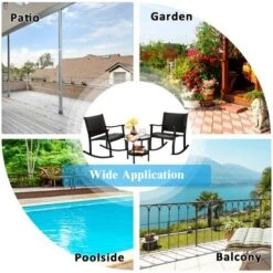 Costway 3PCS Patio Rattan Rocking Chair Bistro Set Coffee Table Storage Shelf -Outdoor Deals Garden Store GUEST 405f8a2c de62 4b29 8c64 72942c21d209