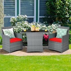 Costway 3PCS Patio Rattan Furniture Set Cushioned Sofa Armrest Garden WhiteRedNavyTurquoise 24 Costway 3PCS Patio Rattan Furniture Set Cushioned Sofa Armrest Garden WhiteRedNavyTurquoise -Outdoor Deals Garden Store GUEST 40e32428 0166 4eb4 8e23 c05e38423fb4