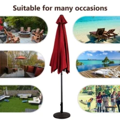 Costway 9FT Patio Umbrella Patio Market Steel Tilt W/ Crank Outdoor Yard Garden Burgundy -Outdoor Deals Garden Store GUEST 410a636b f99c 4402 8cee d71efeed1170