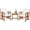 Costway 3PC Outdoor Patio Sofa Furniture Set Solid Wood Cushioned Conversation Set White