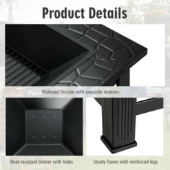 Costway 32'' 3 In 1 Outdoor Square Fire Pit Table W/ BBQ Grill, Rain Cover For Camping -Outdoor Deals Garden Store GUEST 416b29b5 8a14 4bb7 97f9 5c759a0b4392