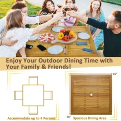 Costway Patio Dining Table Acacia Wood Square Outdoor Bistro With 1.9'' Umbrella Hole Yard 17 Costway Patio Dining Table Acacia Wood Square Outdoor Bistro With 1.9'' Umbrella Hole Yard -Outdoor Deals Garden Store GUEST 42007939 2977 408f a9a8 aa1917e0e579
