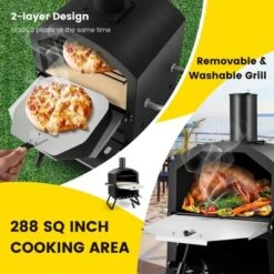 Costway 2-Layer Pizza Oven Wood Fired Pizza Grill Outside Pizza Maker With Waterproof Cover -Outdoor Deals Garden Store GUEST 421027d9 e279 4f62 b65c 070b8c1fd3d0