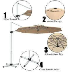 Costway 11' Patio Cantilever Offset Umbrella 360 Degrees Rotation Aluminum Tilt -Outdoor Deals Garden Store GUEST 425a5ba1 12bd 4650 a898 713e75d8b180