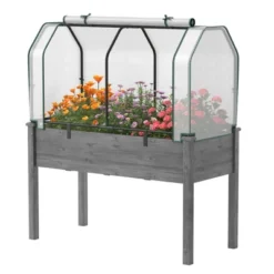 Costway Raised Garden Bed With Dual Zipper Door Greenhouse For Patios And Backyards Grey/Natural -Outdoor Deals Garden Store GUEST 439c52b7 b6f1 43b1 91b8 373d3a04cef6