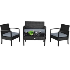 Costway 4PCS Patio Rattan Furniture Set Garden Deck