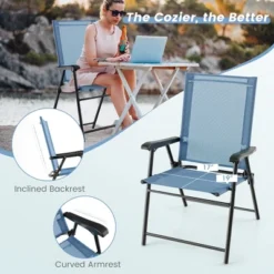Costway Patio Portable Armrests Chair Folding Sling Back Chair Blue 15 Costway Patio Portable Armrests Chair Folding Sling Back Chair Blue -Outdoor Deals Garden Store GUEST 44c15cdf 6be5 48c4 90f4 8cec5b8116e0