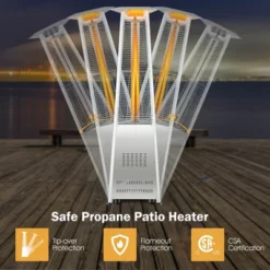 Costway 42,000 BTU Stainless Steel Pyramid Patio Heater Glass Tube Flame W/ Wheels -Outdoor Deals Garden Store GUEST 46a88fb9 c047 4bf5 ba17 8f3d8b2e8cd1