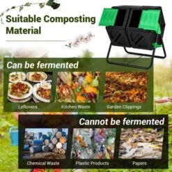 Costway Dual Chamber Compost Tumbler Outdoor Rotating Chamber Compost Bin 34.5 Gallon -Outdoor Deals Garden Store GUEST 46dc3740 5b6b 4de1 a003 ffa3e3614dc5