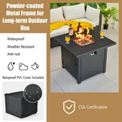 Costway 32'' Square Propane Gas Fire Pit Table With Glass Stones Rain Cover 50,000 BTU -Outdoor Deals Garden Store GUEST 476fe385 de36 4f27 97b9 b55d764f0c68