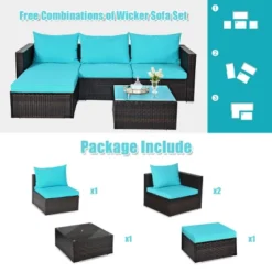 Costway 5PCS Patio Furniture Set Sectional Conversation Sofa Set W/ Coffee Table Blue -Outdoor Deals Garden Store GUEST 478cb02b b0fe 4eeb becc efb64518f847