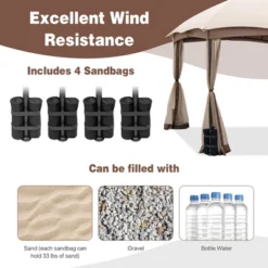 Costway 10x10 FT 2-Tier Patio Gazebo Canopy Netting Heavy-Duty Metal Easy-Setup Outdoor -Outdoor Deals Garden Store GUEST 47d79757 9d2f 4365 bed2 5dfbd185dd68