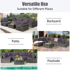 Costway 7PCS Patio Rattan Furniture Set Sectional Sofa Garden Gray Cushion -Outdoor Deals Garden Store GUEST 4839ebe4 672c 4b7b bdd6 6f54a7e338b6