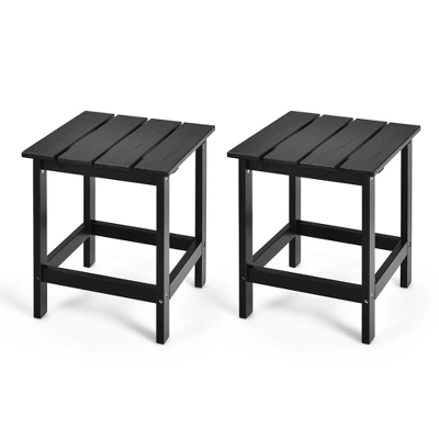 Costway 2 PCS Patio 15'' End Side Coffee Table Square Wooden Slat Deck WhiteBlackGray 10 Costway 2 PCS Patio 15'' End Side Coffee Table Square Wooden Slat Deck WhiteBlackGray - Image 10