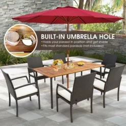 Costway Patio Rectangular Acacia Wood Dining Table With 1.9''Umbrella Hole Indoor&Outdoor 14 Costway Patio Rectangular Acacia Wood Dining Table With 1.9''Umbrella Hole Indoor&Outdoor -Outdoor Deals Garden Store GUEST 48522aed 3bd2 4204 a58e bb540a64dc08