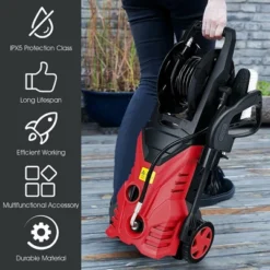Costway 2030PSI Electric Pressure Washer Cleaner 1.7 GPM 1800W With Hose Reel Red -Outdoor Deals Garden Store GUEST 48a4ca89 ee0e 44f3 92b0 daea5b869b58