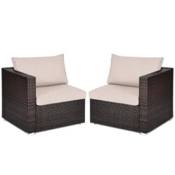 Costway 2PCS Patio Rattan Corner Sofa Sectional Furniture Cushion -Outdoor Deals Garden Store GUEST 490b148e d394 4a37 87b8 34c17943f483