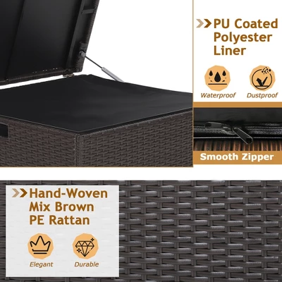 Costway 72 Gallon Patio Rattan Wicker Storage Deck Box Container With Liner Garden 7 Costway 72 Gallon Patio Rattan Wicker Storage Deck Box Container With Liner Garden - Image 7