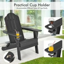 Costway 2PCS Patio Folding Adirondack Chair Weather Resistant Cup Holder Yard -Outdoor Deals Garden Store GUEST 4a13f230 24a7 4a69 9f2a 0c733eb9c4f3